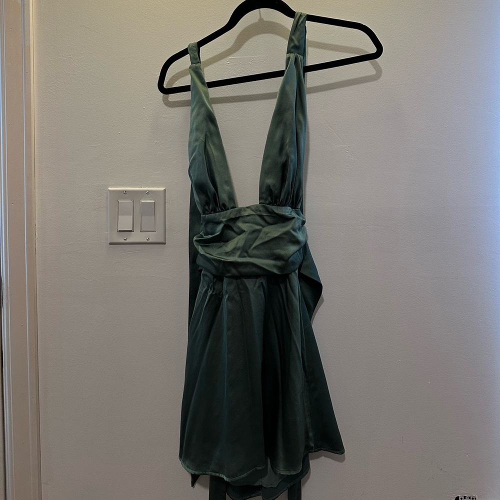 Lucy in the Sky Deep Green Backless Dress